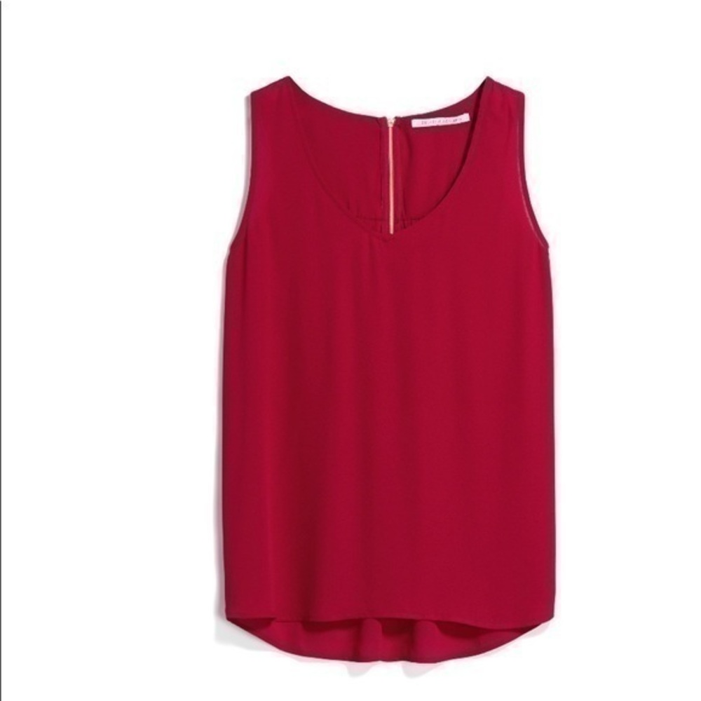 Zip Back Red Racerback Sleeveless Blouse
